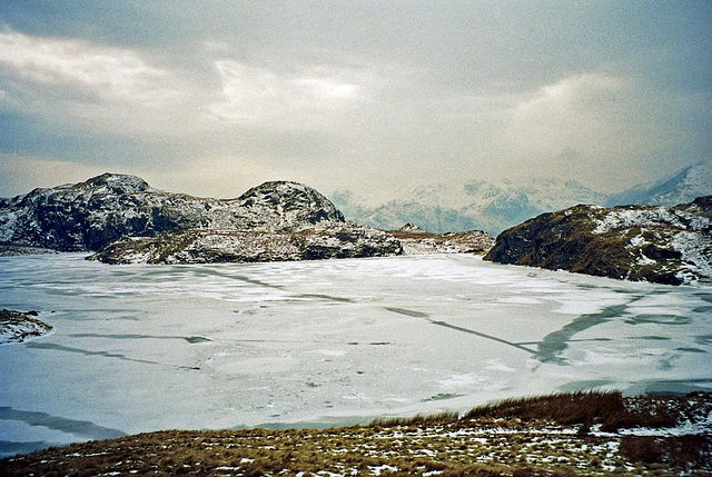 Looking Westward over a frozen Angle Tarn (February 1994