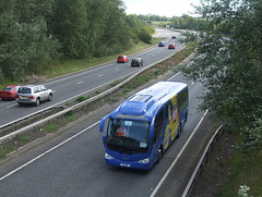 DSCF9102 Freestones Coaches (Megabus contractor) E11 SPG (YN08 JBX) on the A11 at Red Lodge, Suffolk - 5 Aug 2017