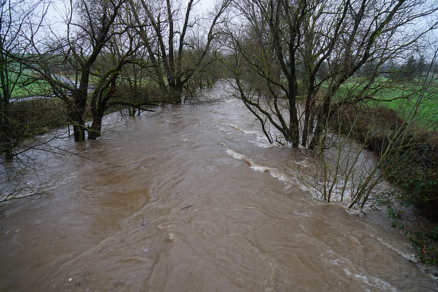 Die Sieber mit Hochwasser am 24.12.