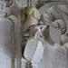 exeter cathedral, devon,sir john speke chantry chapel +1518, monkey?  with collar holding a shield