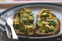 Avocado and Hommos on sourdough toast