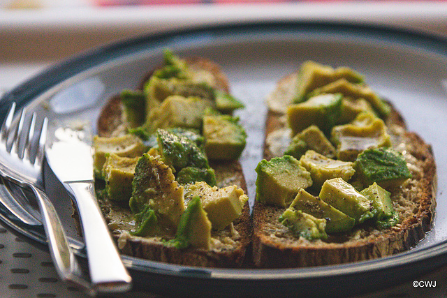 Avocado and Hommos on sourdough toast