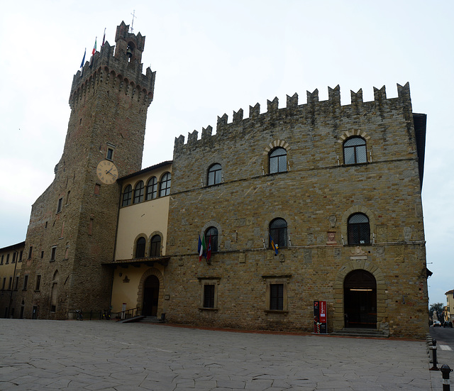 Italy, Arezzo Town Hall with the ClockTower and Priori Palace