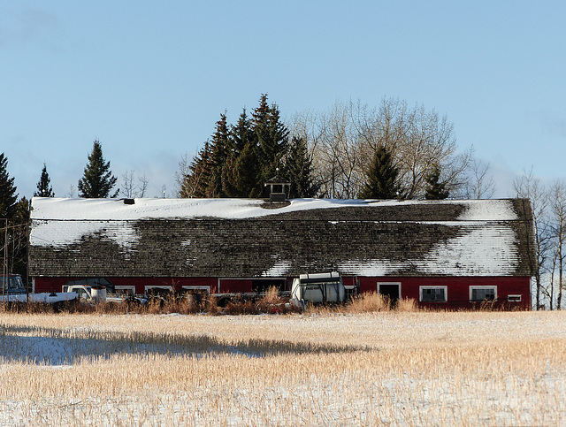 Long red barn