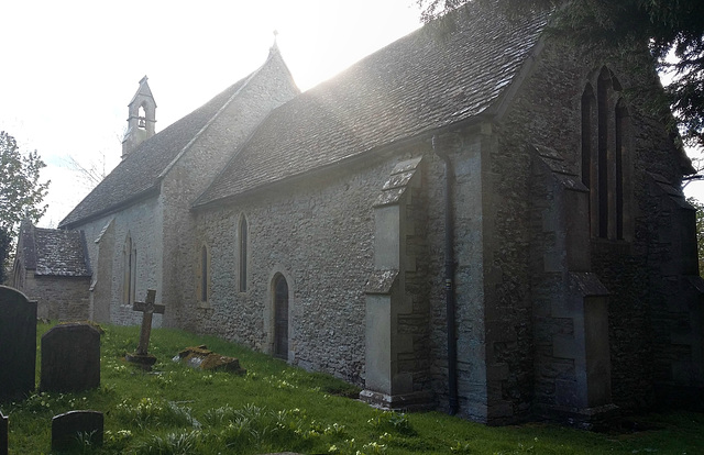 eaton hastings, berks,c12 church extended c13 but later shrinking again,porch c20