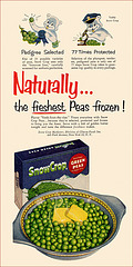 Snow Crop Frozen Peas Ad, 1953