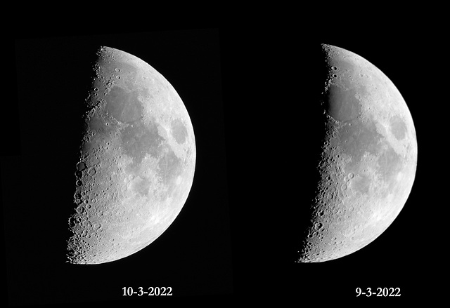 Moon on march 9 and 10