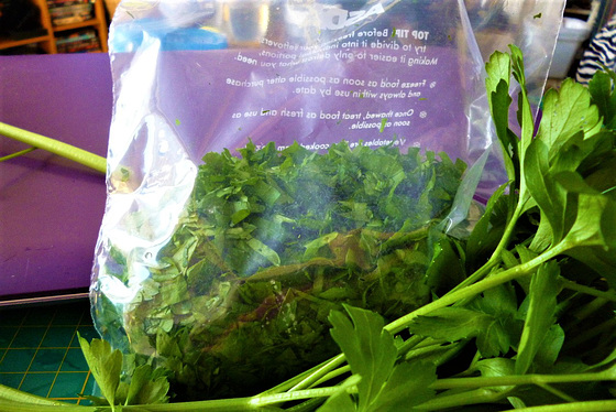 Labour intensive cutting up parsley