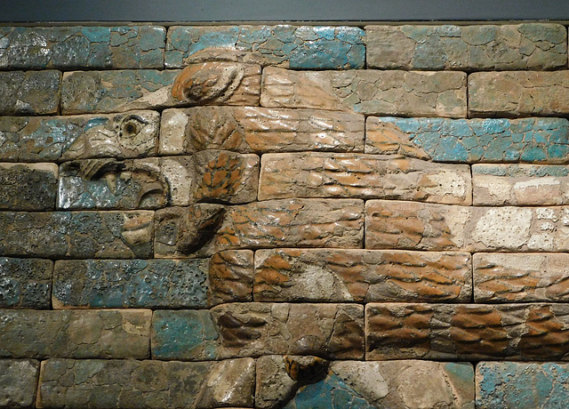 Detail of the Babylonian Lion Facing Left in the Metropolitan Museum of Art, September 2019