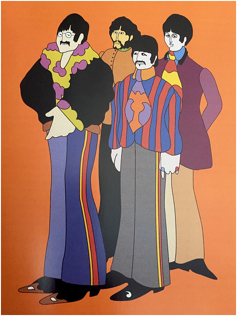 Illustration of The Beatles in Yellow Submarine, 1968