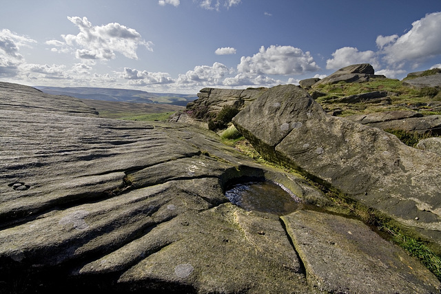 Drinking basin 8 near High Neb on Stanage Edge