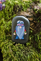 Painted stone in the forest