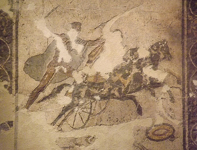 Detail of a Mosaic with Oedipus and Laius from Avella in the Naples Archaeological Museum, July 2012