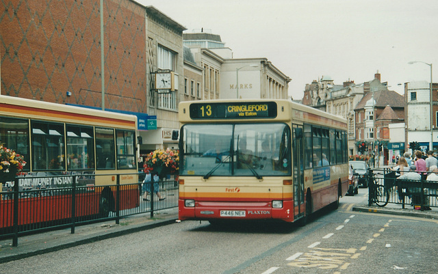 First Eastern Counties 446 (P446 NEX) in Norwich – 31 Jul 2001 First Eastern Counties 446 (P446 NEX) in Norwich – 31 Jul 2001