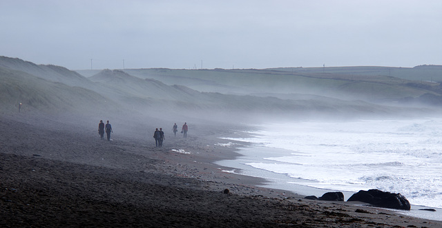 Strand im Nebel