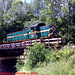 Green Mountain #405 on Ludlow Bridge, Edited and Cropped Version, Ludlow, Vermont, USA, 2015