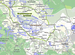 Karte Spreewald-Ausschnitt. ©UdoSm