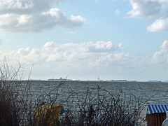 Im Strandkorb geschüzt auf die Ebbe warten, für eine Wattwanderung