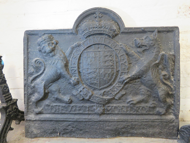 michelham priory, sussex   (4)c16 cast iron fireback with tudor royal arms