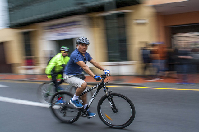 riding a bike and whistling (panning)