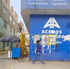 Blue street scene in El Agustino, Lima