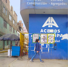 Blue street scene in El Agustino, Lima