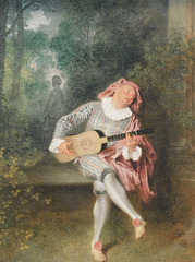 Detail of Mezzetin by Watteau in the Metropolitan Museum of Art, February 2019