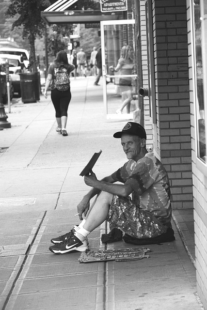 He spends his days on Court Street