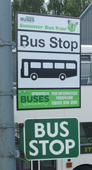 DSCF4341 Bus stop signs outside the Ipswich Transport Museum 25 Jun 2016