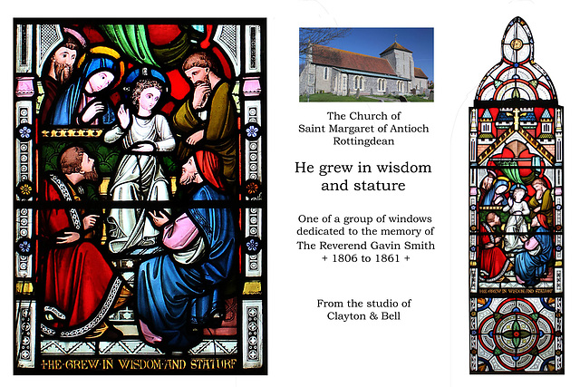 St Margaret Rottingdean Jesus with Temple elders- In Memory of The Reverend Gavin Smith - by Clayton & Bell 1861