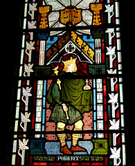 Detail of chancel window by Ford Madox Brown, St Edward, Cheddleton, Staffordshire