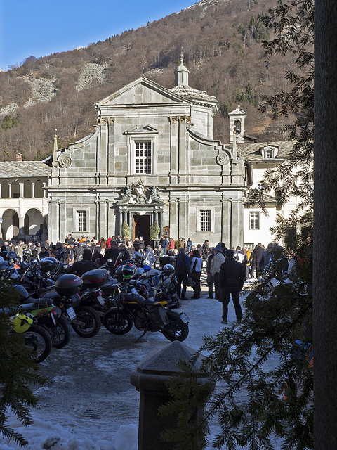 Oropa Sanctuary (Biella), January 1, 2017, traditional meeting and blessing of the bikers