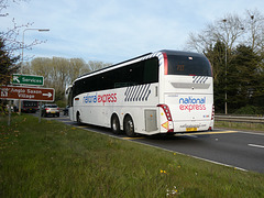 Whippet Coaches (National Express contractor) NX30 (BV67 JZR) at Barton Mills - 18 April 2019 (P1000925)