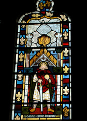 Detail of chancel window by Ford Madox Brown, St Edward, Cheddleton, Staffordshire