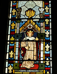 Detail of chancel window by Ford Madox Brown, St Edward, Cheddleton, Staffordshire