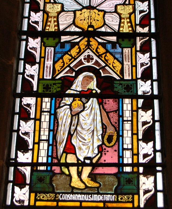 Detail of chancel window by Ford Madox Brown, St Edward, Cheddleton, Staffordshire