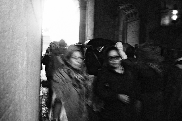 People in the rain