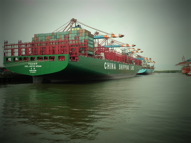 Containergiganten ARCTIC OCEAN u. ELLY MAERSK im Waltershofer Hafen