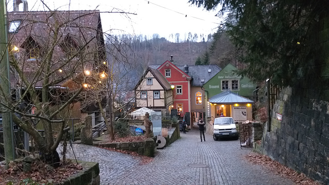 Schmilka, Ende der Wanderung, war 2,5 Stunden unterwegs, alle Fotos sind auf dem Album, Sivesterwanderung 2019 alle Bilder