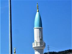 One of the mosque turrets