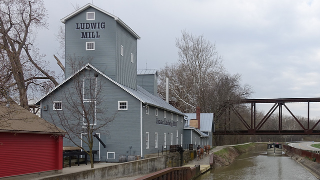 Grand Rapids Ohio, Isac Ludwig Mill, Museumsbetrieb mit Canal boat und Schleuse
