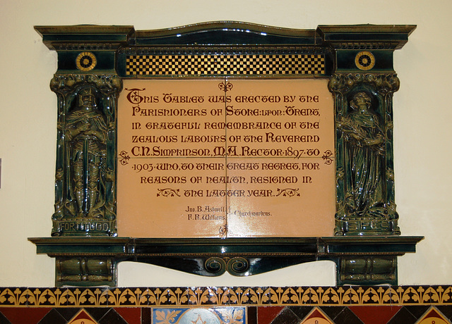 Rev C.N. Simkinson Memorial, St Peter's Church, Glebe Street, Stoke on Trent, Staffordshire