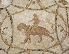 Detail of a Mosaic from Utica with Erotes on a Panther and a Lion in the Bardo Museum, June 2014