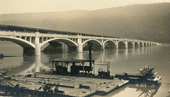 New and Old Clark's Ferry Bridges with Paddlewheel Coal Digger, July 26, 1925