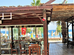 Looking through the restaurant to the beach