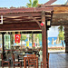 Looking through the restaurant to the beach