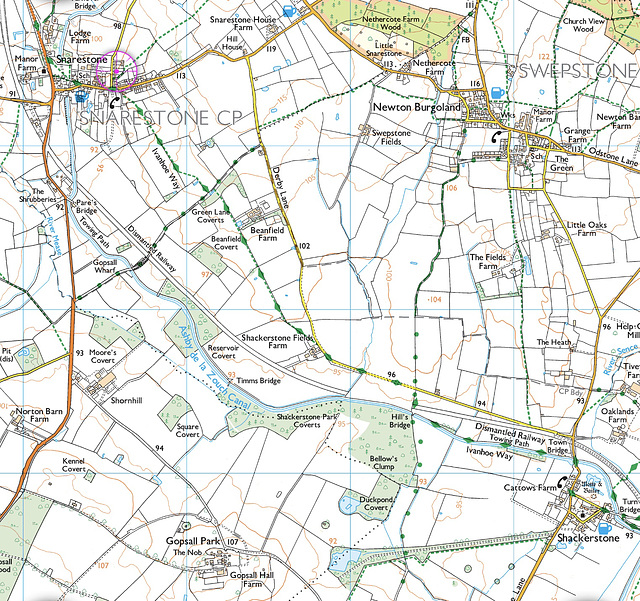 A 7m circular walk in October 2006 from Snarestone