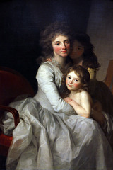 Sophie Muller et ses deux filles - Huile sur toile d'August Tischbein