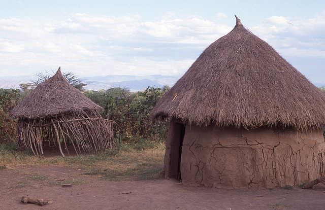Njemps tribal huts on a farm in Kenya