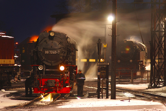 Loco 99 7240-7.  Preparing the locomotive at Wernigerode